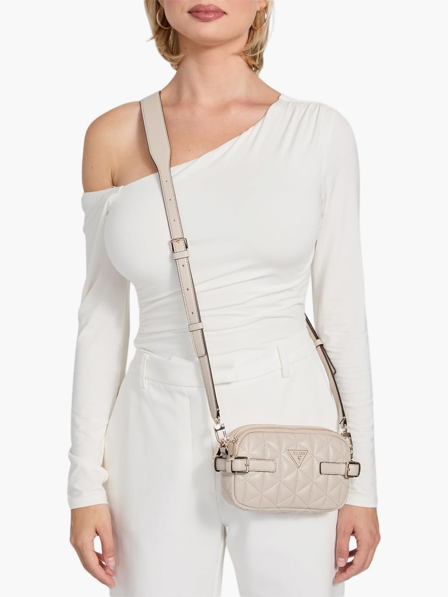Paisleigh Diamond Quilted Crossbody Bag with Zipper Closure and Detachable Strap