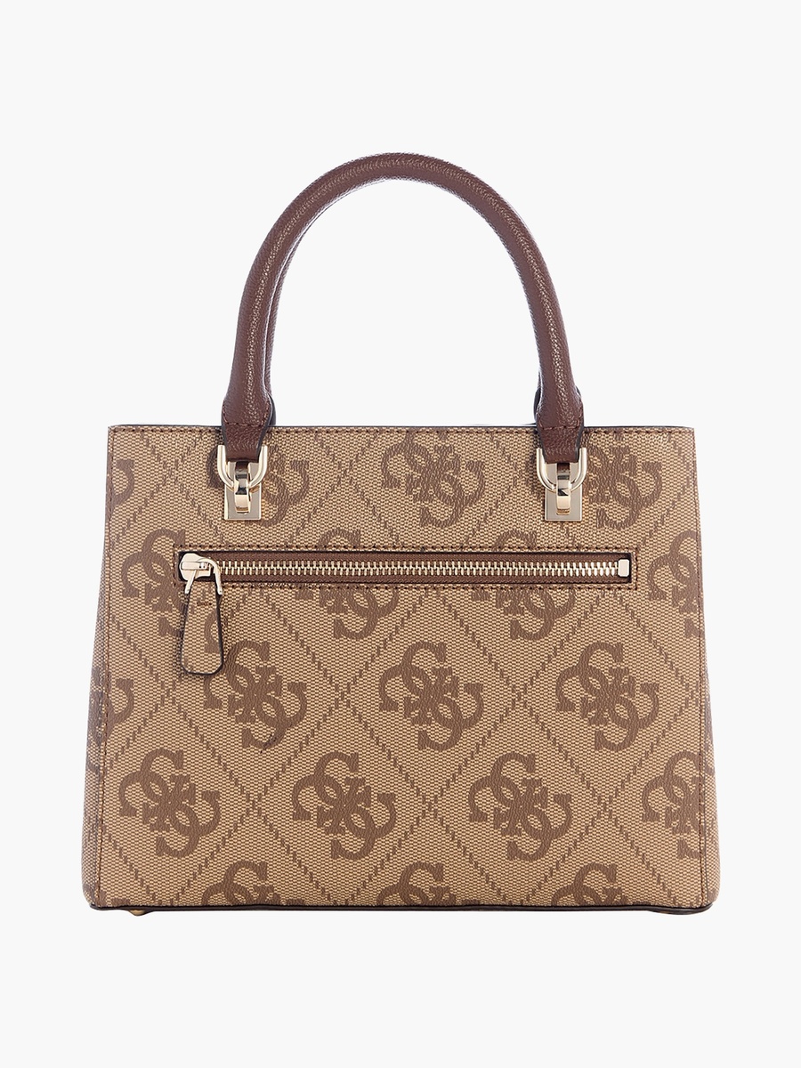 Noelle Ii Monogram Double Handle Satchel Bag with Zip Closure and Adjustable Strap
