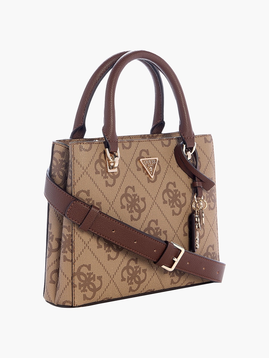 Noelle Ii Monogram Double Handle Satchel Bag with Zip Closure and Adjustable Strap