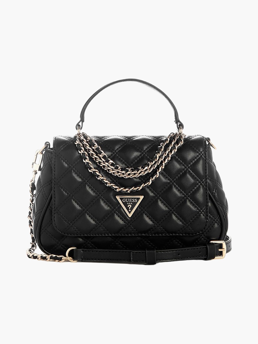 Giully Ii Quilted Top Handle Satchel Bag with Flap Closure and Detachable Strap