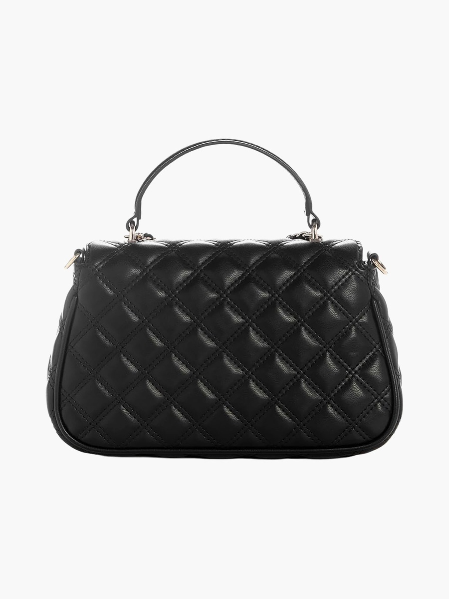 Giully Ii Quilted Top Handle Satchel Bag with Flap Closure and Detachable Strap