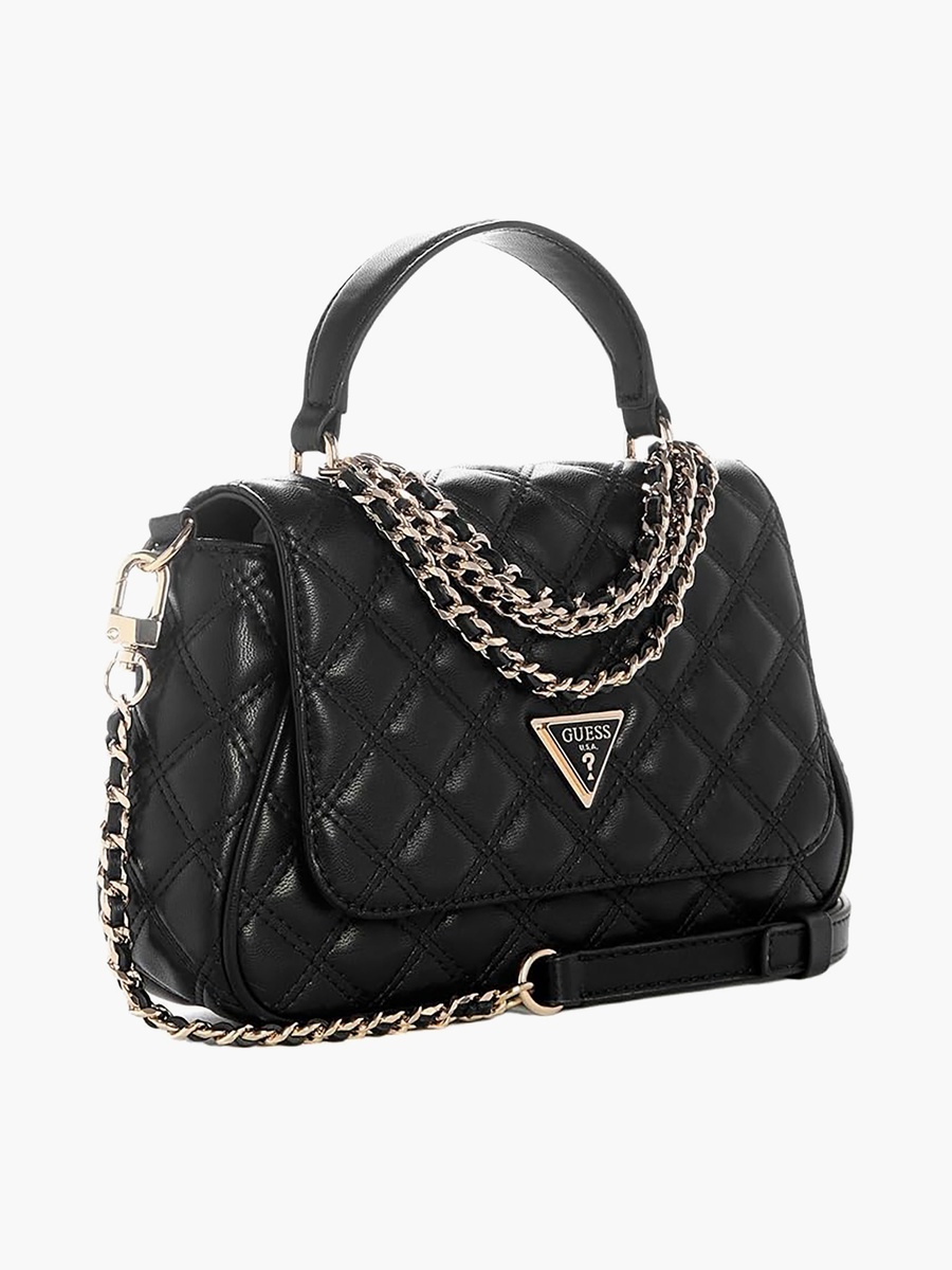 Giully Ii Quilted Top Handle Satchel Bag with Flap Closure and Detachable Strap