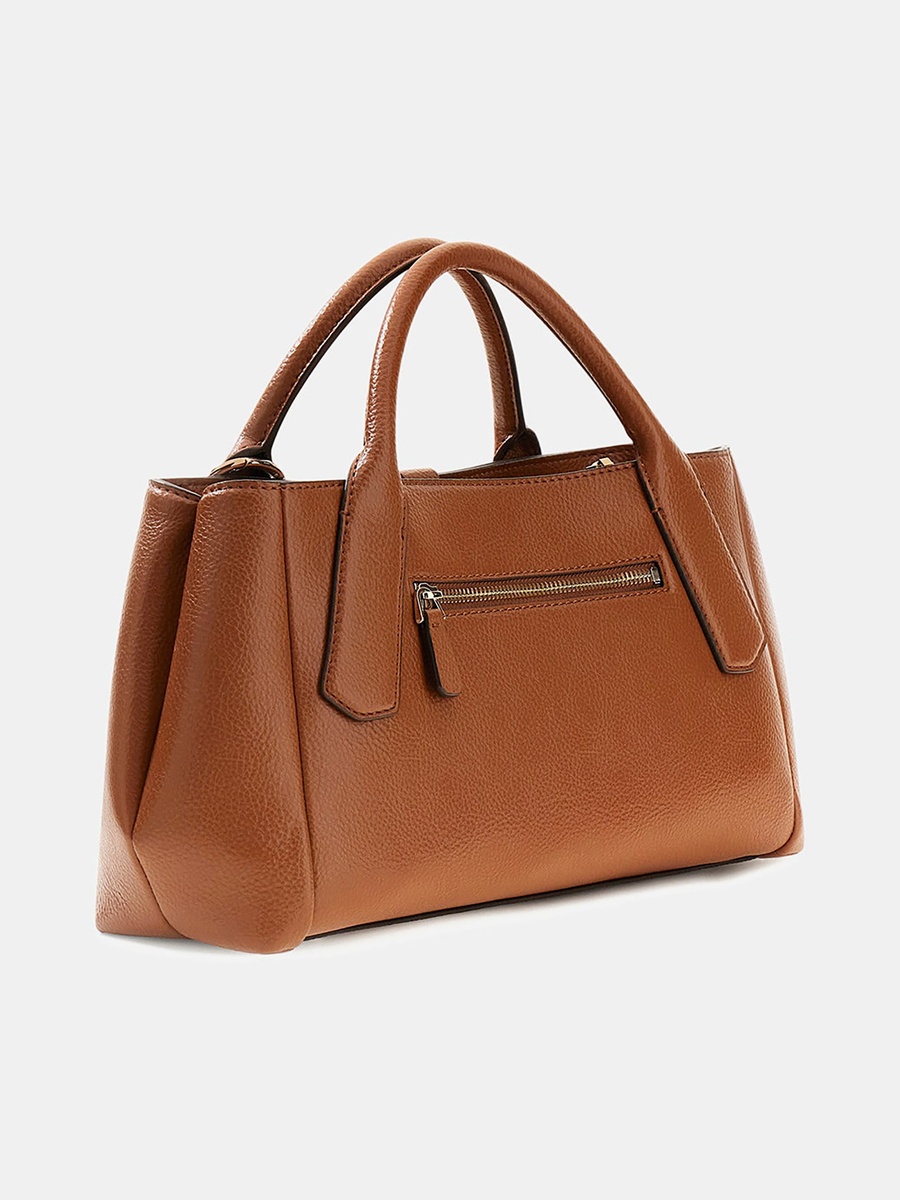 Brooke Textured Double Handle Mini Satchel Bag with Twist Lock Closure