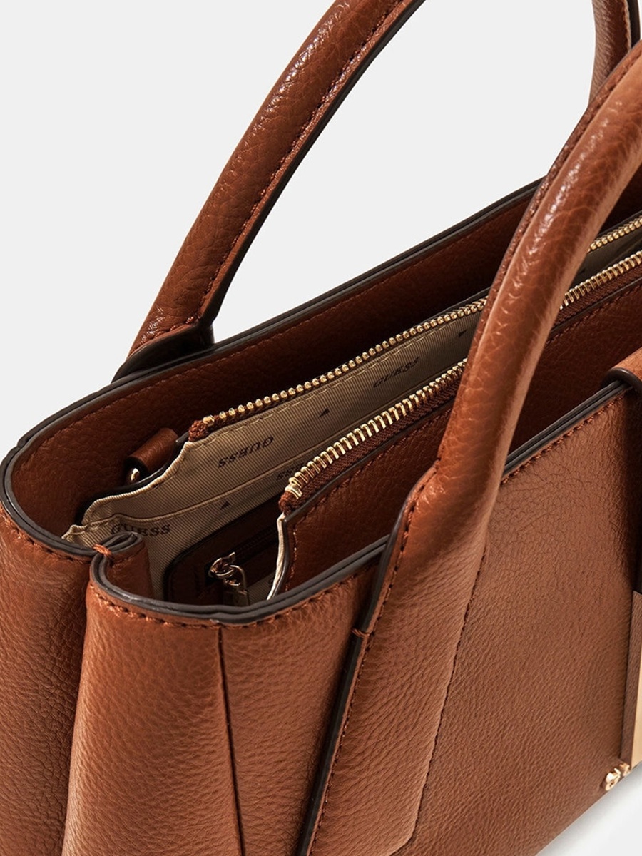 Brooke Textured Double Handle Mini Satchel Bag with Twist Lock Closure