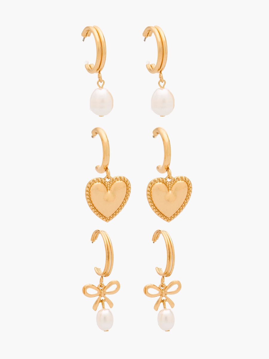 Pack of 3 Metallic Finish Hoop Earrings with Pushback Closure