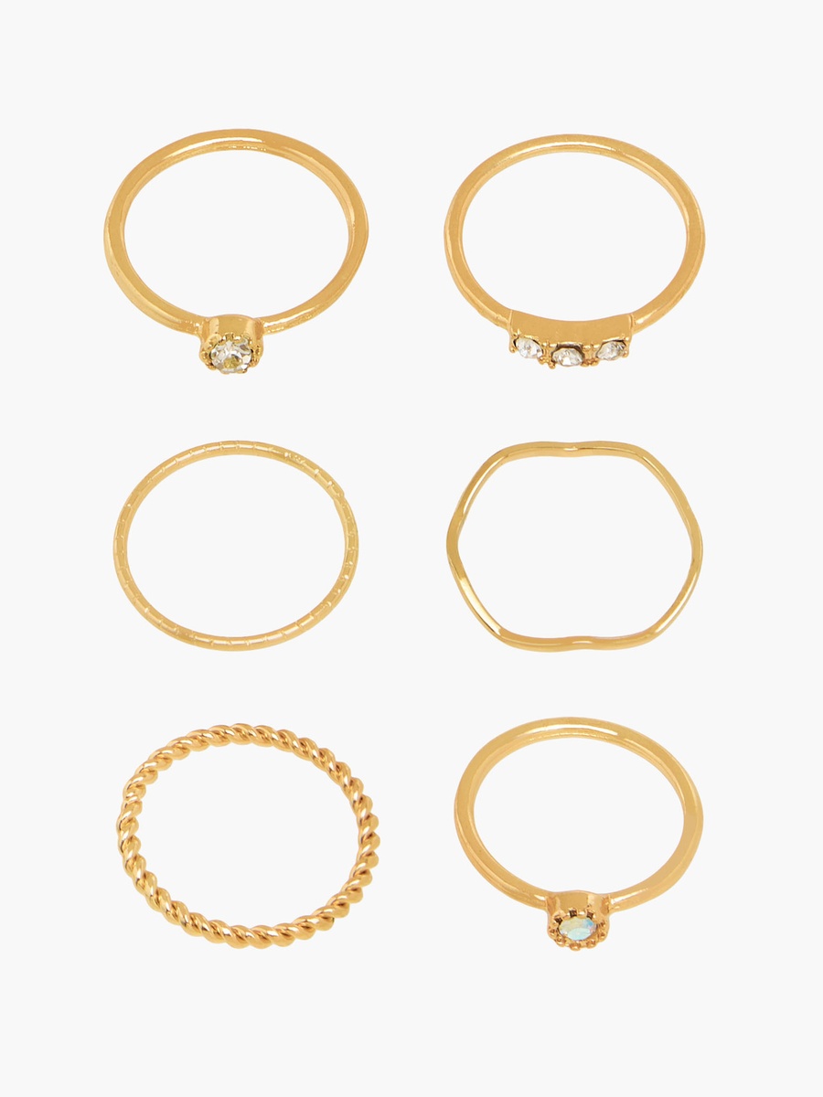 Set of 6 - Assorted Gold Tone Ring