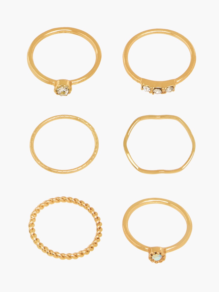 Set of 6 - Assorted Gold Tone Ring