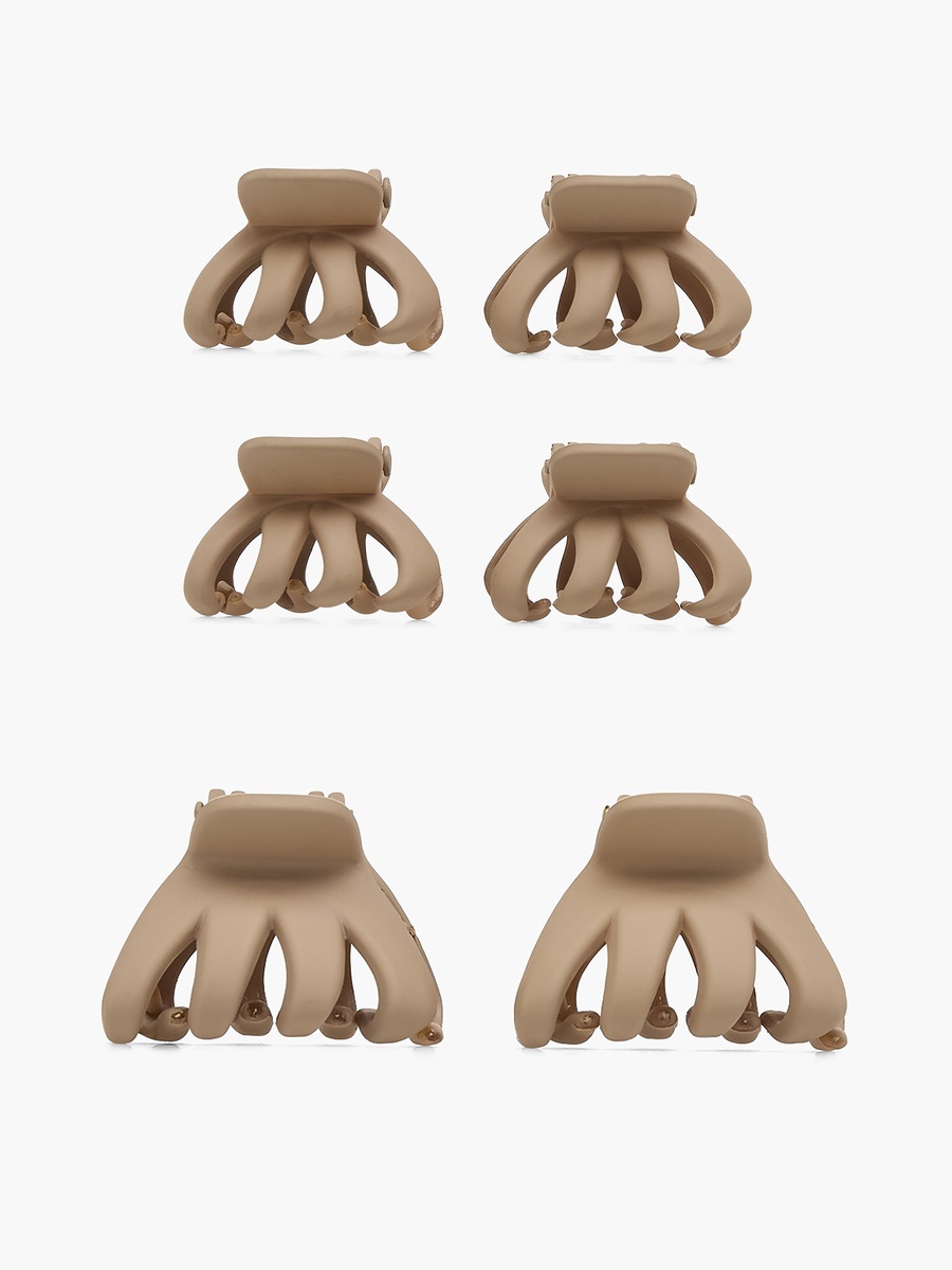 Pack of 6 Curved Hair Clamps with Matte Finish