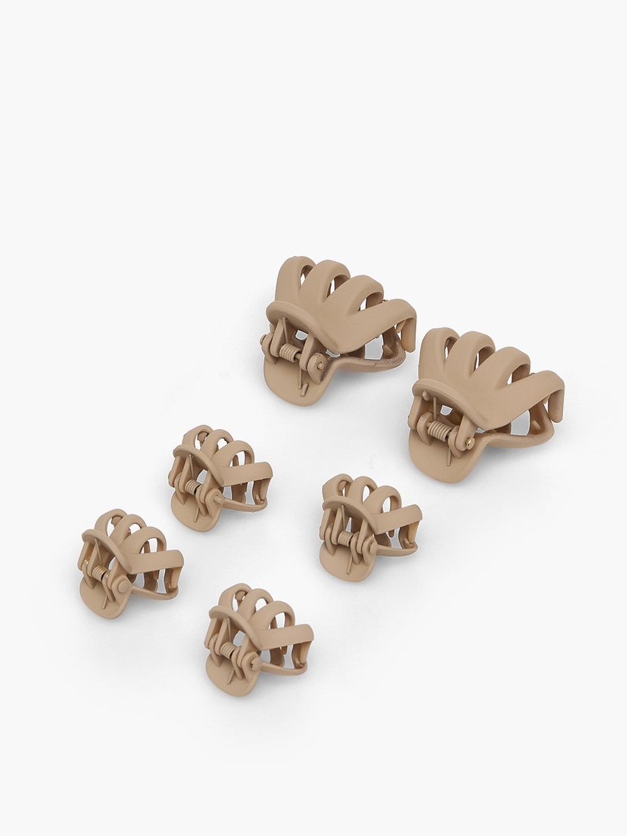 Pack of 6 Curved Hair Clamps with Matte Finish