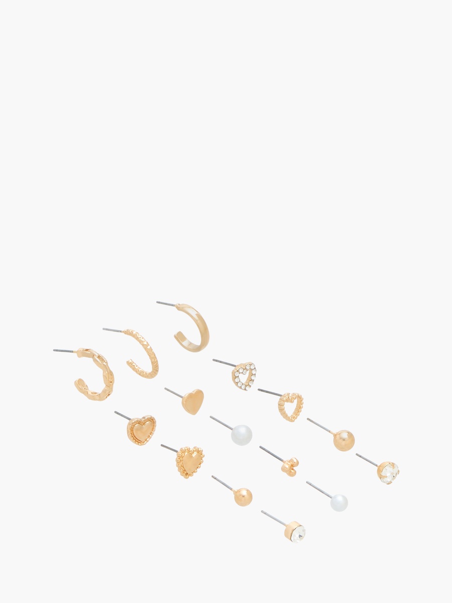 Pack of 15 Gold Tone Assorted Earrings with Pushback Closure