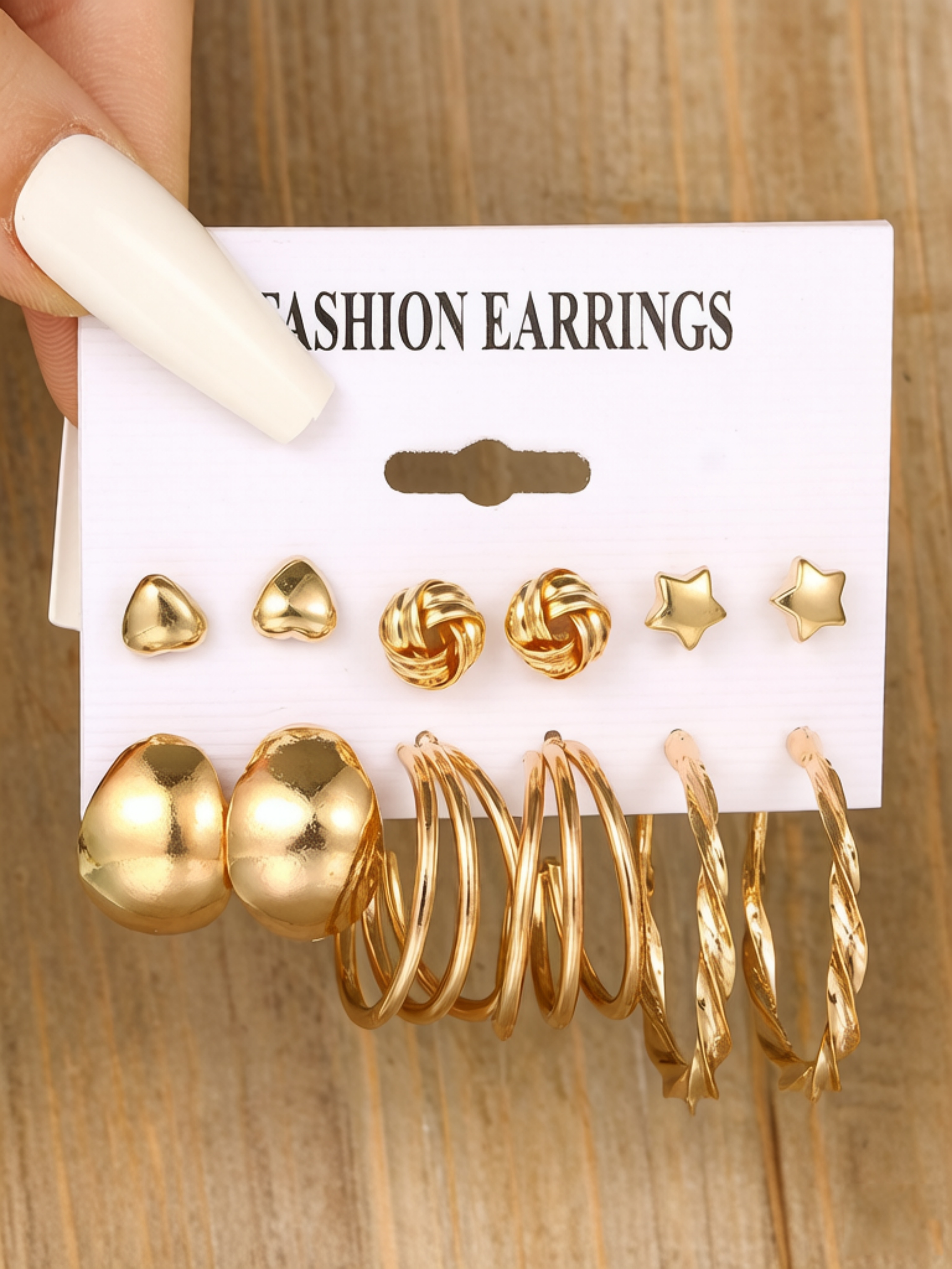Casual Gold Stud Earring Set for Women