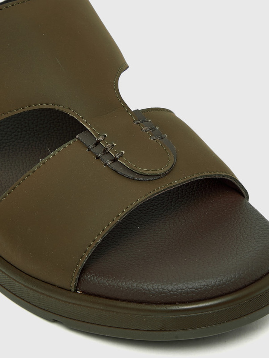 Men Green Plain Comfort Sandals