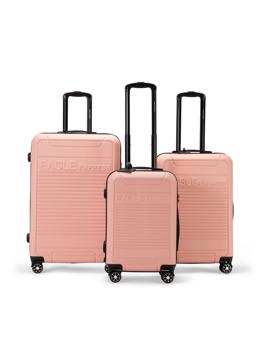 3-Piece Defender ABS Hard Trolley Set, Baby Pink (20/24/28 Inch)