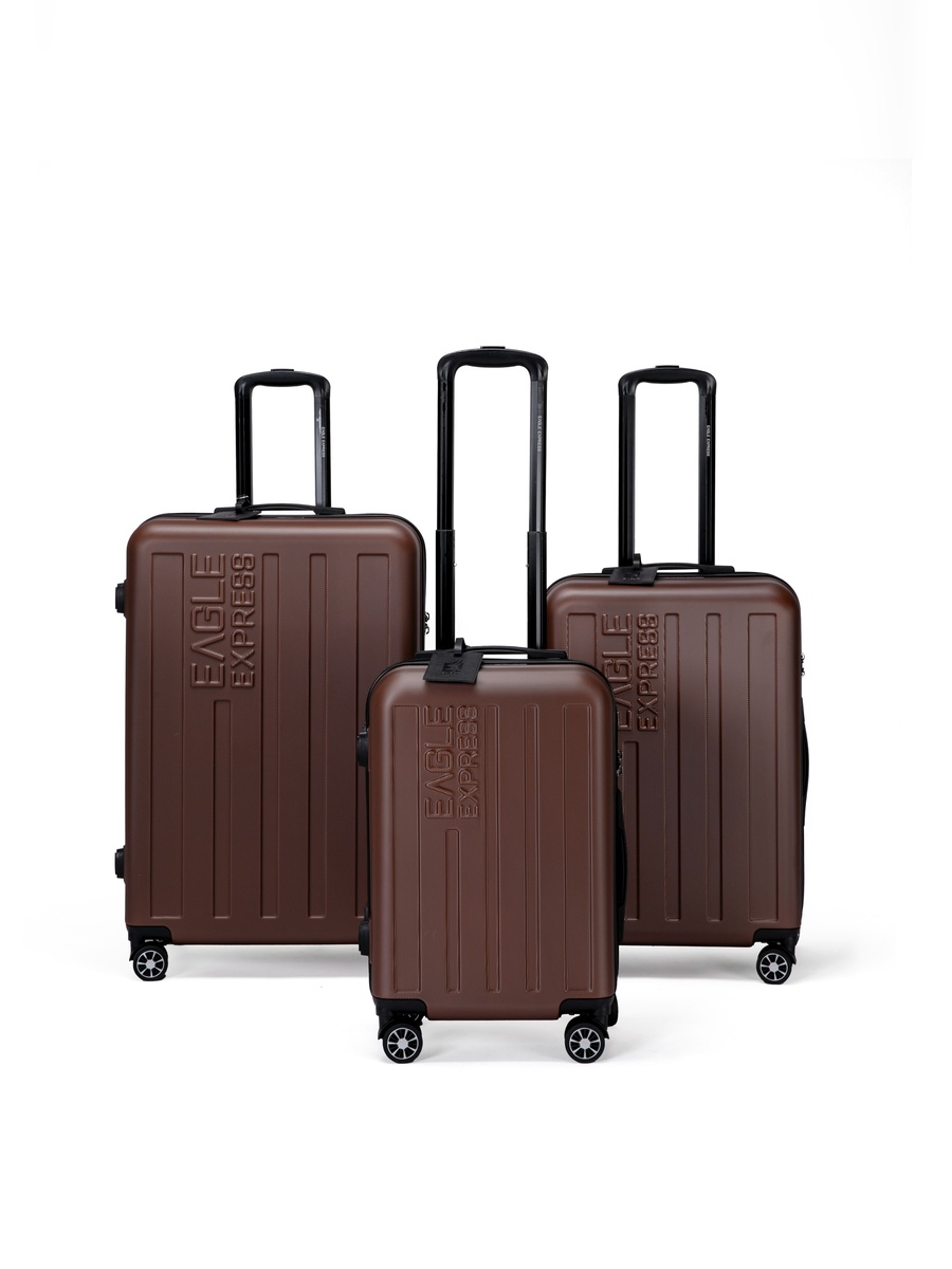 3-Piece Venture ABS Hard Trolley Set, Coffee (20/24/28 Inch)