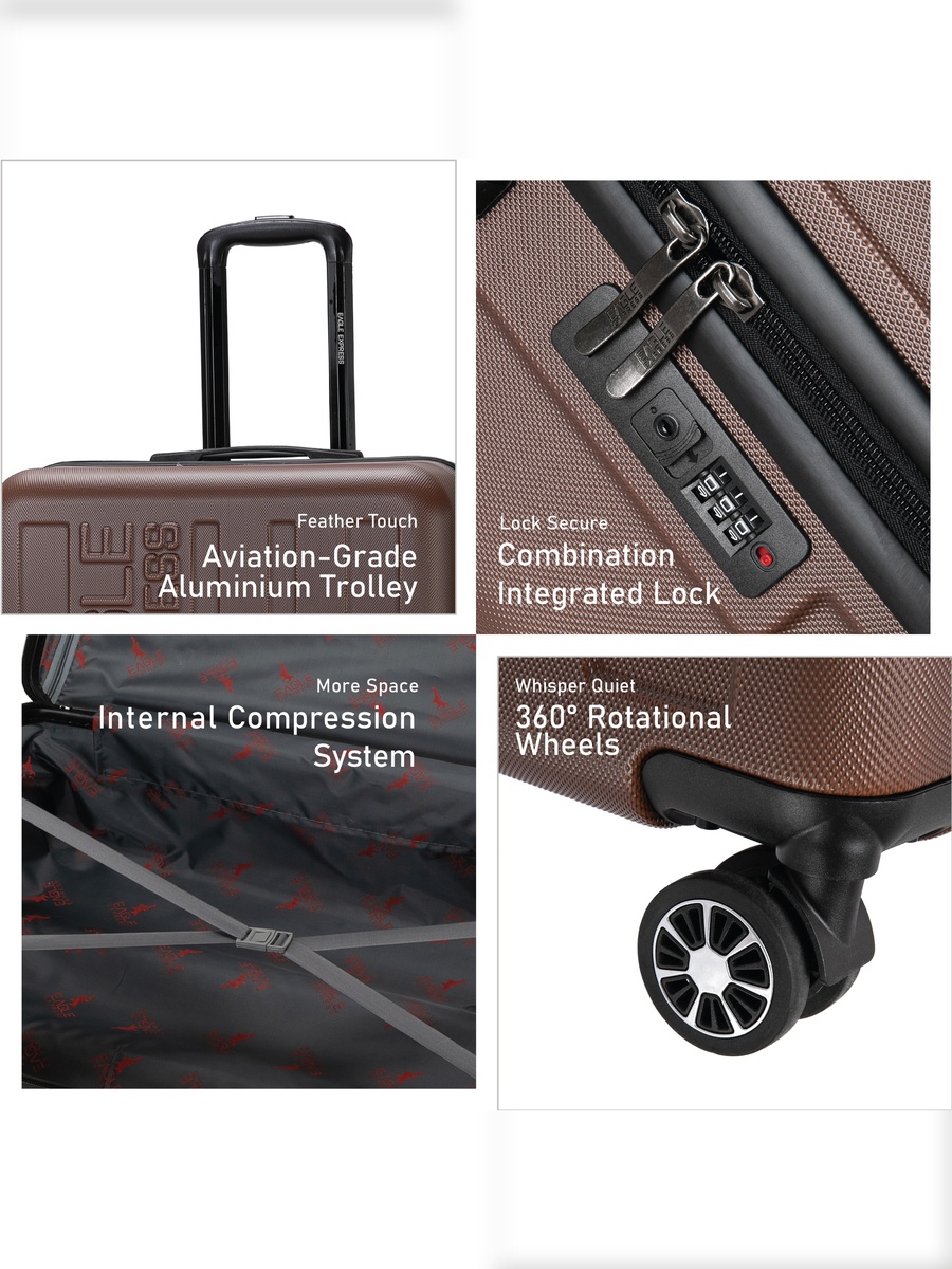 3-Piece Venture ABS Hard Trolley Set, Coffee (20/24/28 Inch)