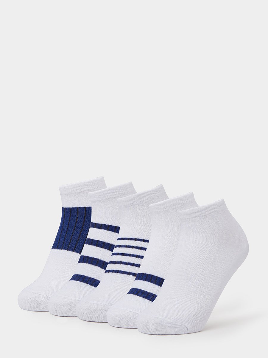 Pack of 5 - Multi-Color Striped Ankle Socks
