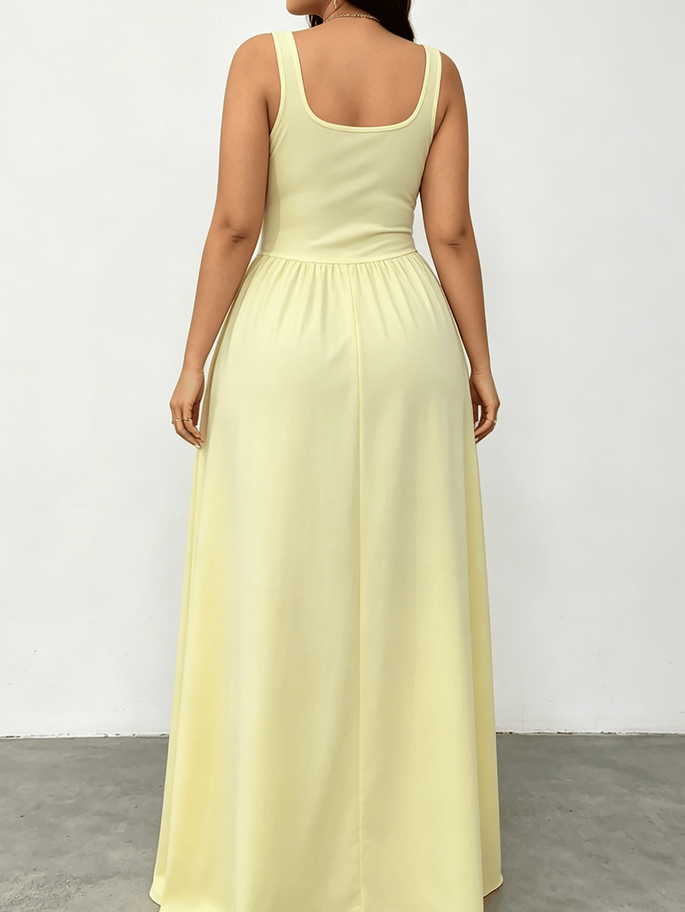 Plus Size Square Neck A-Line Maxi Dress