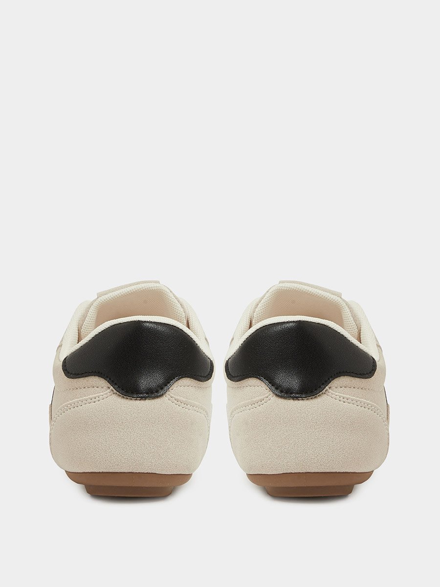 White PU Lace-Up Sports Sneakers