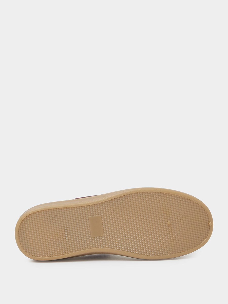 Burgundy Crocodile Embossed PU Sneakers with Gum Sole