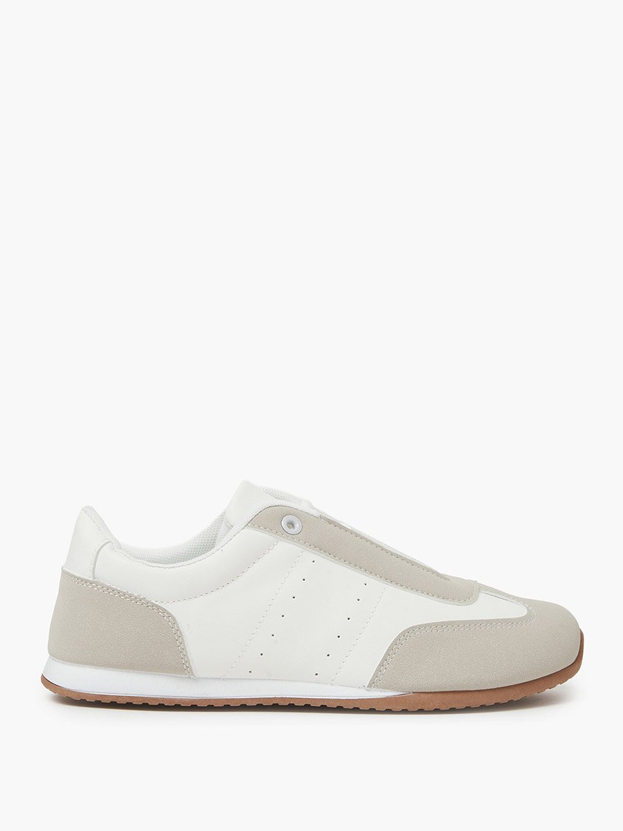 White Lace-Up Retro Sneakers