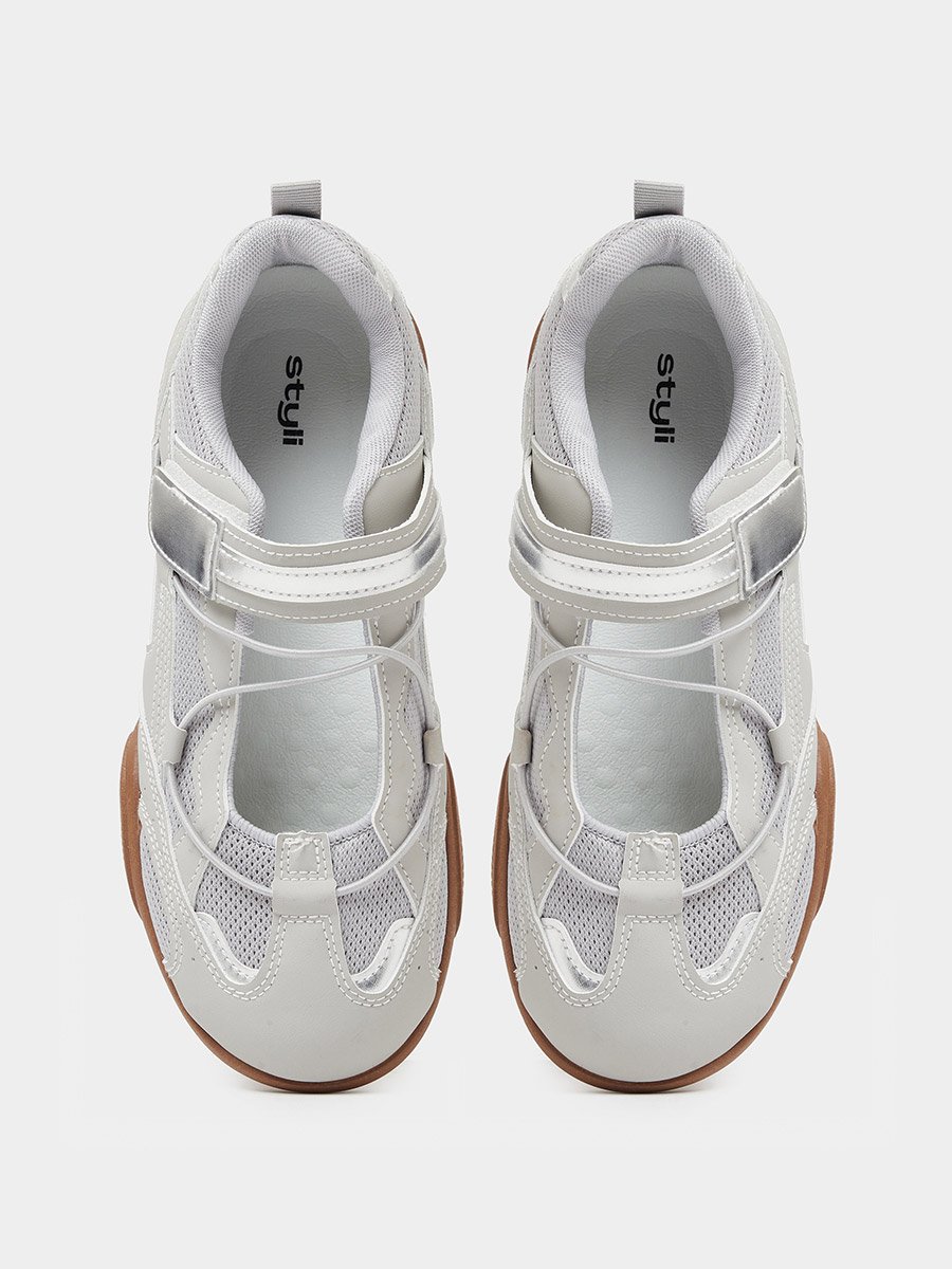 Grey Mesh Mary Jane Sneakers