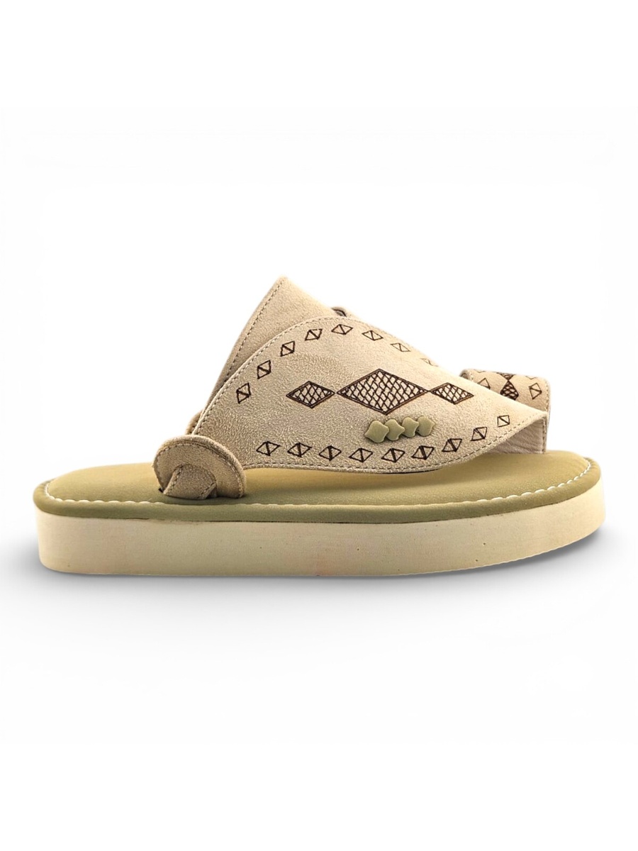Boys Cream Toe-Post Comfort Arabic Slippers
