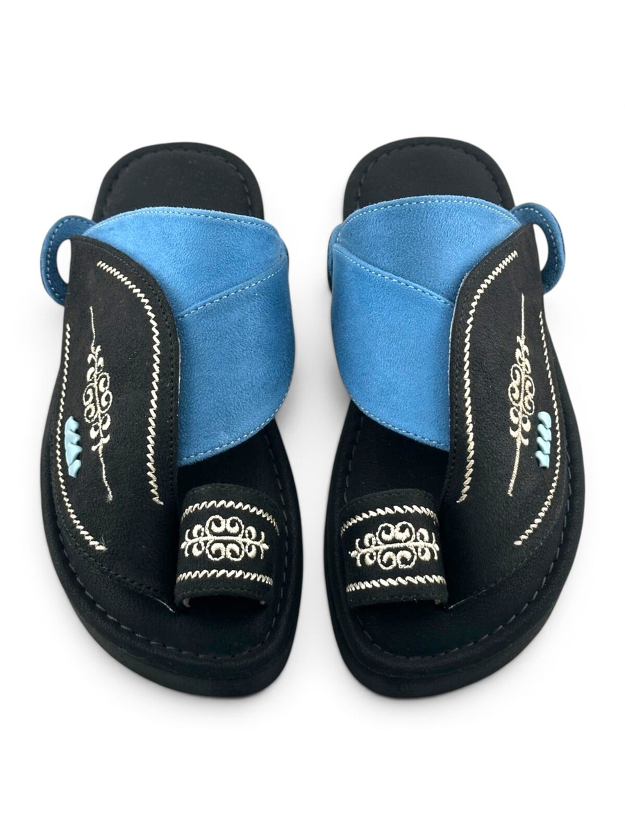 Boys Black Toe-Post Comfort Arabic Slippers