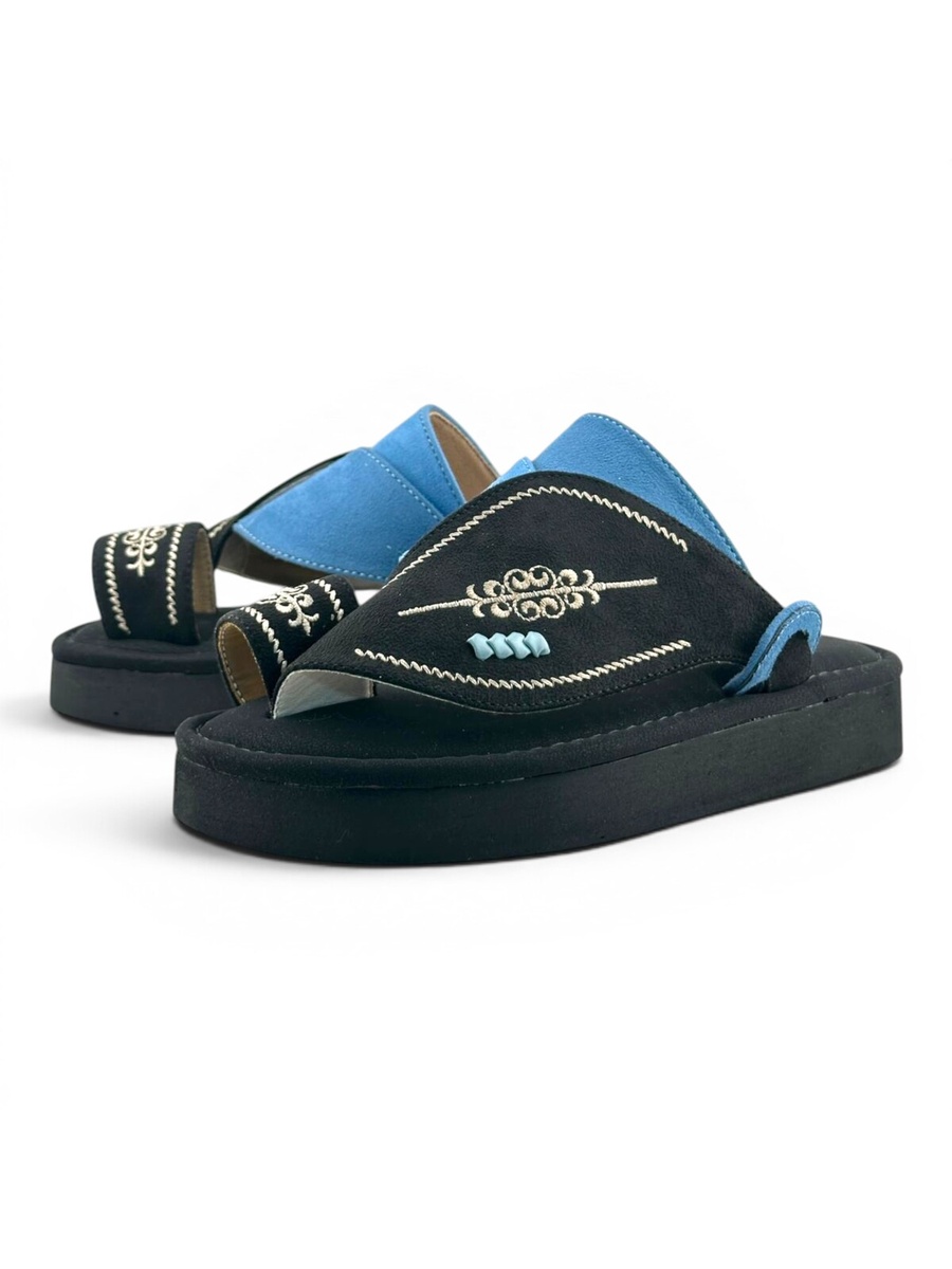 Boys Black Toe-Post Comfort Arabic Slippers