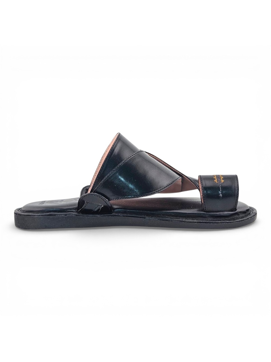 Men Black Leather Arabian Slippers