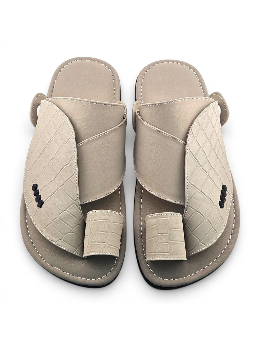 Beige Croc Embossed Arabic Sandals