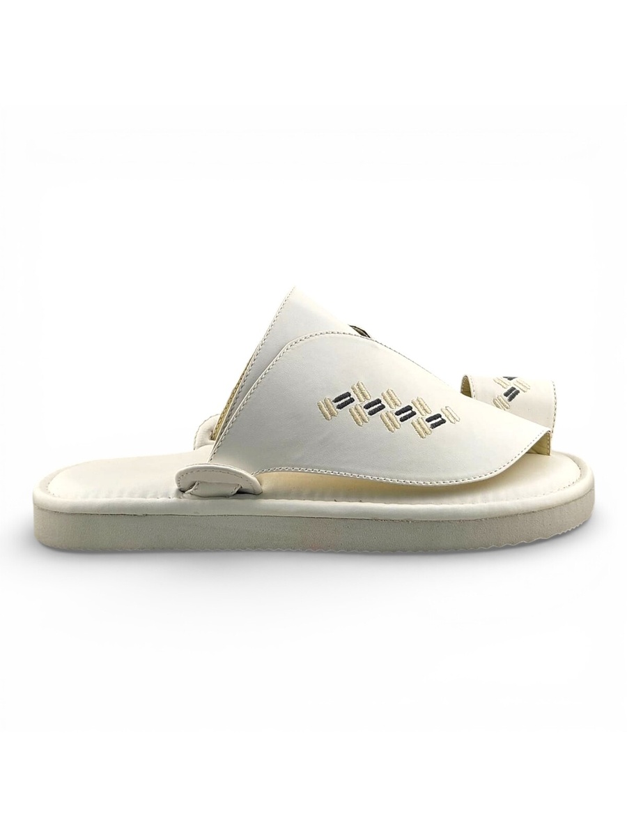 Men White Emirati Leather Slippers