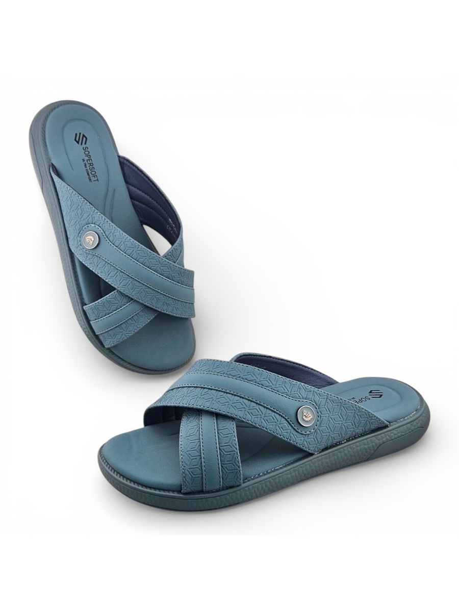 Blue Textured Open Toe Arabic Sandals