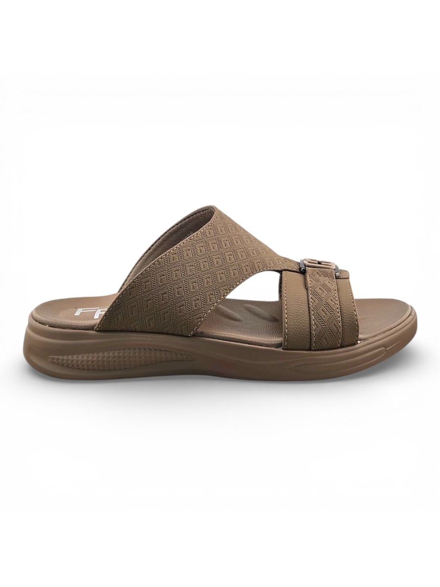 Men Khaki Comfort Sandals with Embossed Design