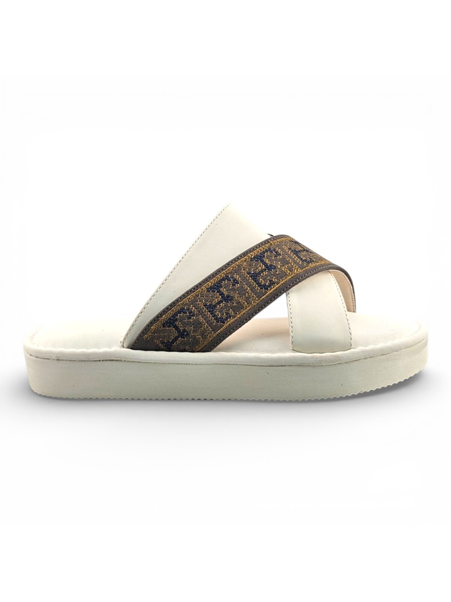 Boys Off White Geo Cross-Strap Arabic Slippers