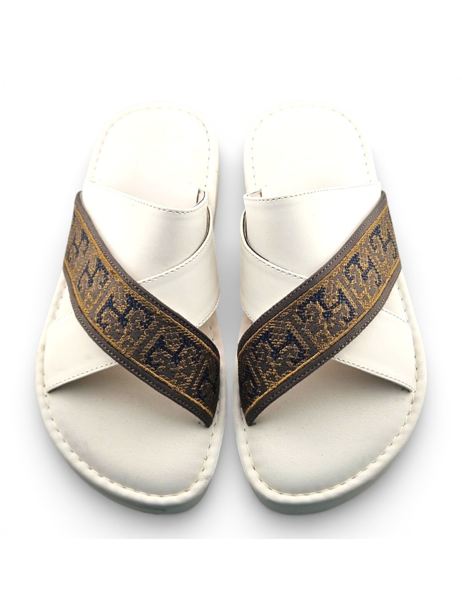 Boys Off White Geo Cross-Strap Arabic Slippers