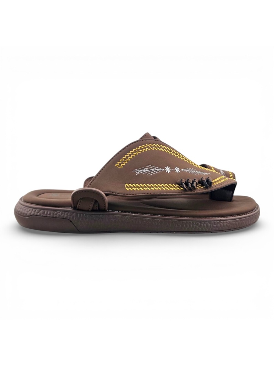 Brown Embroidered Arabic Sandals