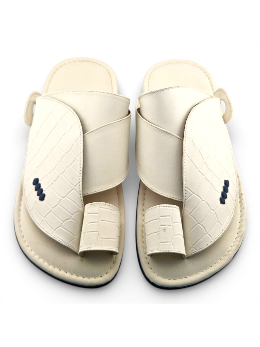 White Croc Embossed Arabic Sandals
