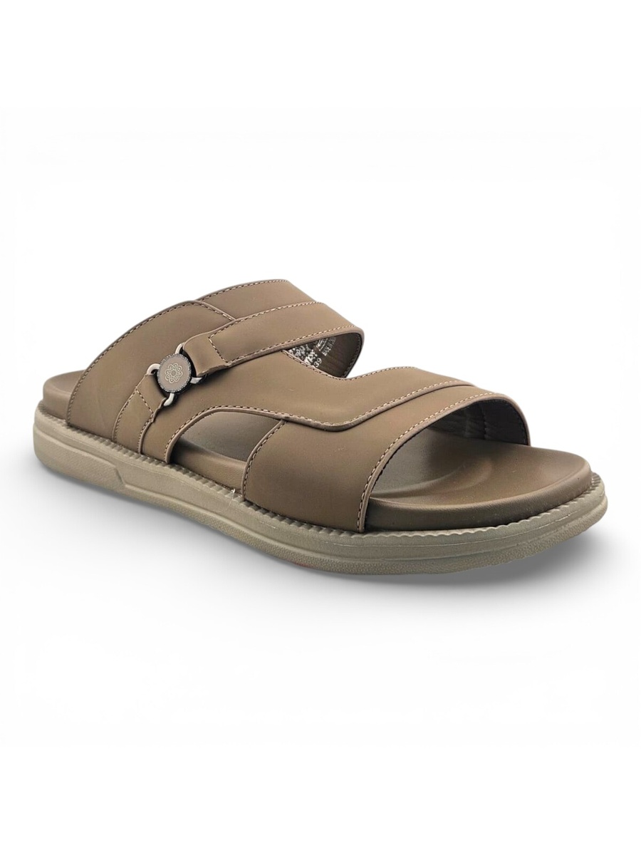 Khaki Comfort Open Toe Slide Sandals