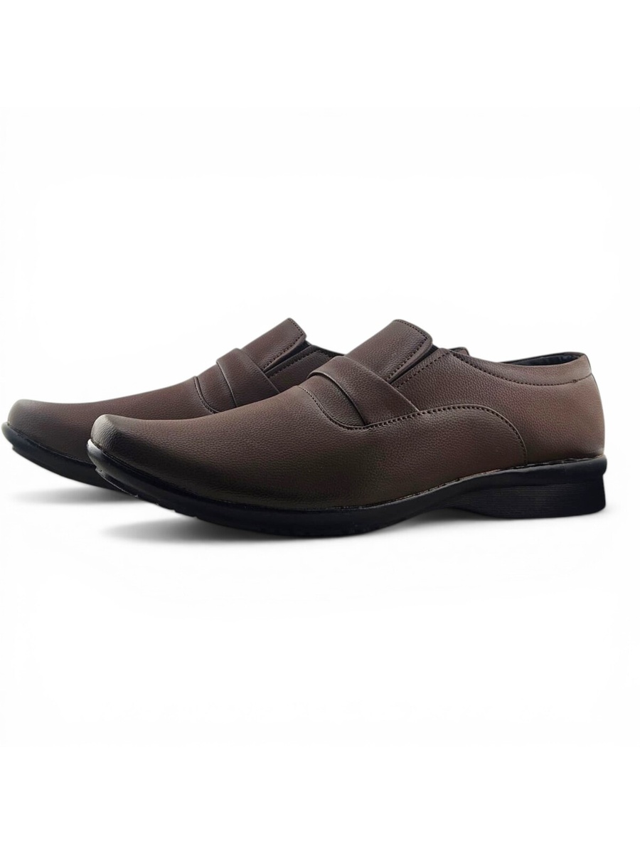 Men Brown Loafers Elegant Slip-On Formal Shoes