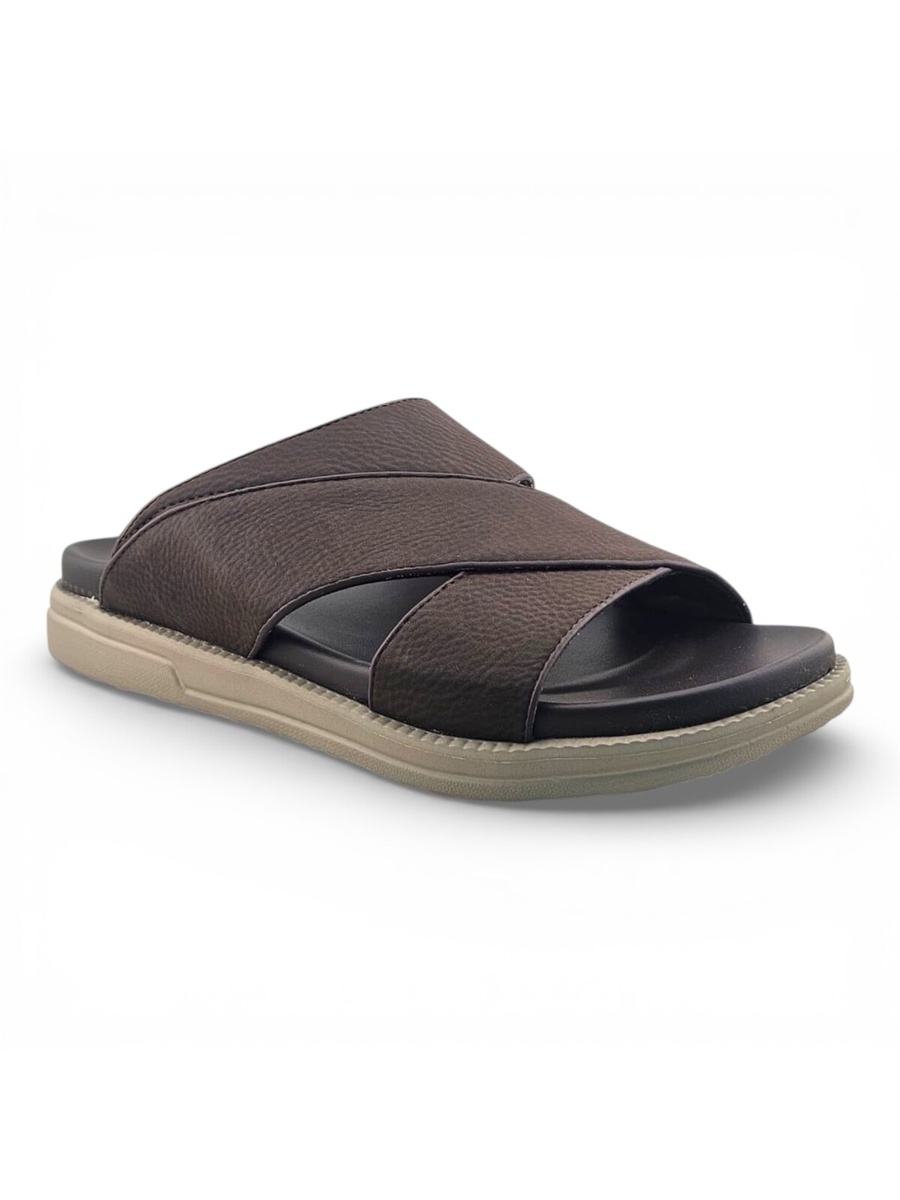 Coffee Brown Comfort Open Toe Slide Sandals