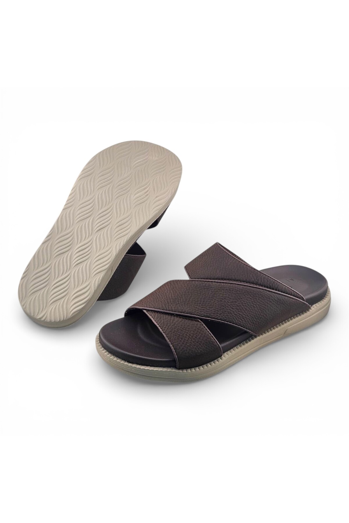 Coffee Brown Comfort Open Toe Slide Sandals