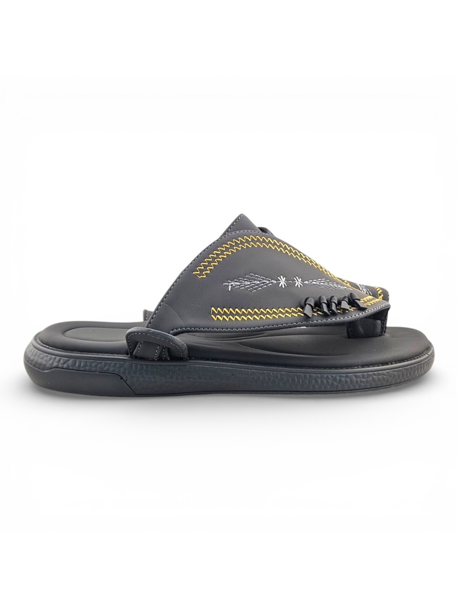 Grey Embroidered Arabic Sandals