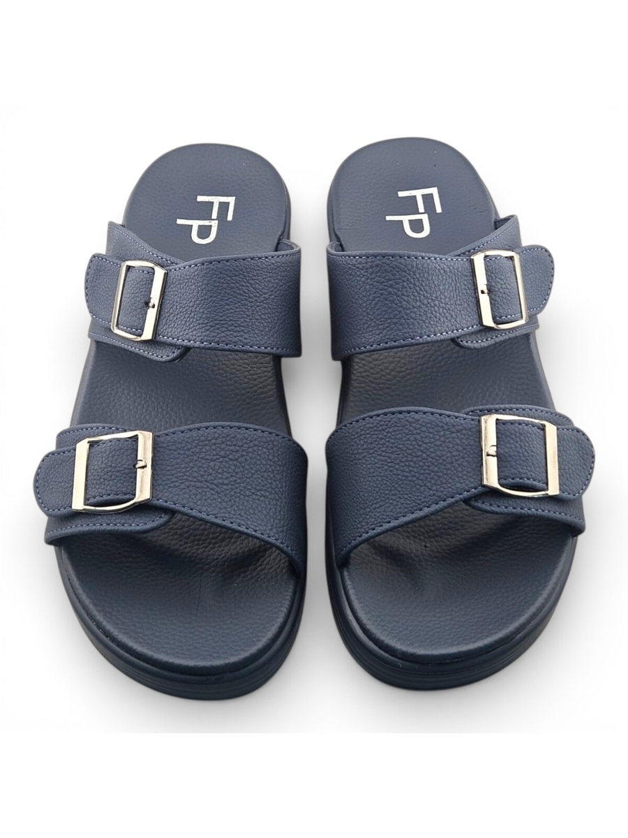 Men Navy Blue Casual Buckle Sandals