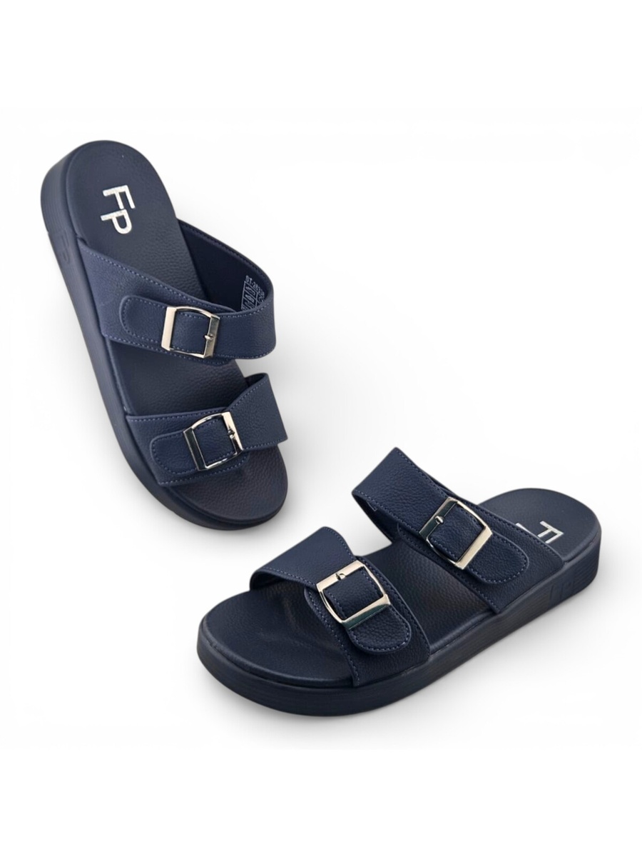 Men Navy Blue Casual Buckle Sandals