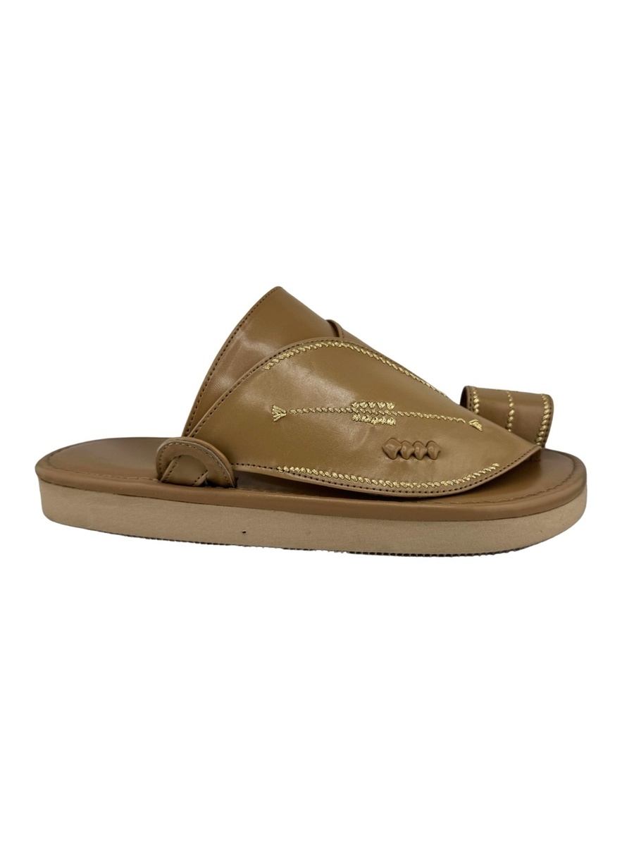 Tan Embroidered Arabic Sandals
