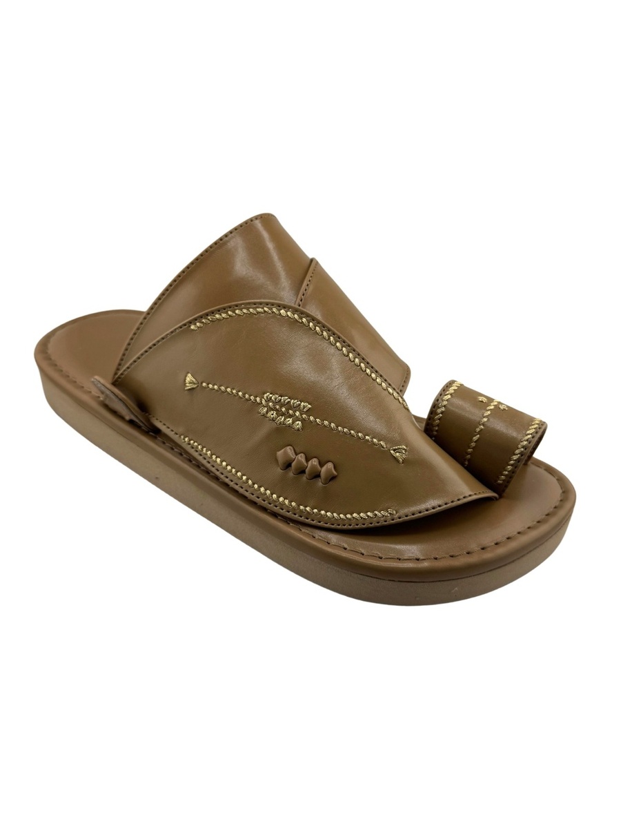Tan Embroidered Arabic Sandals