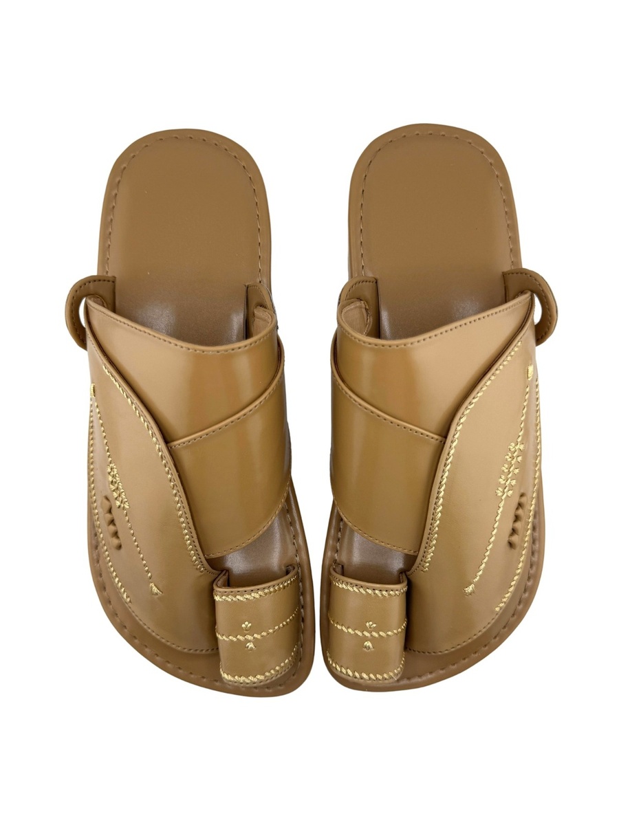 Tan Embroidered Arabic Sandals