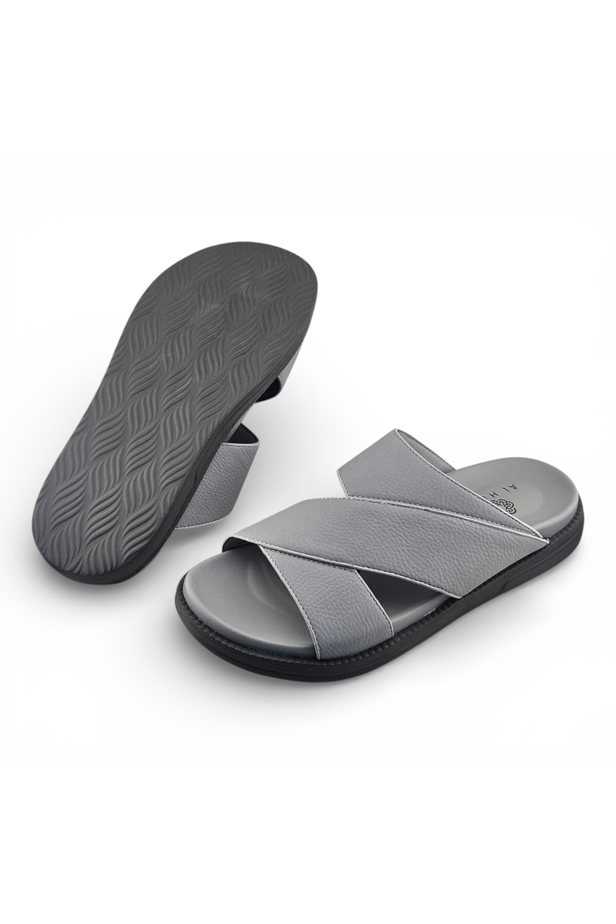 Grey Comfort Open Toe Slide Sandals