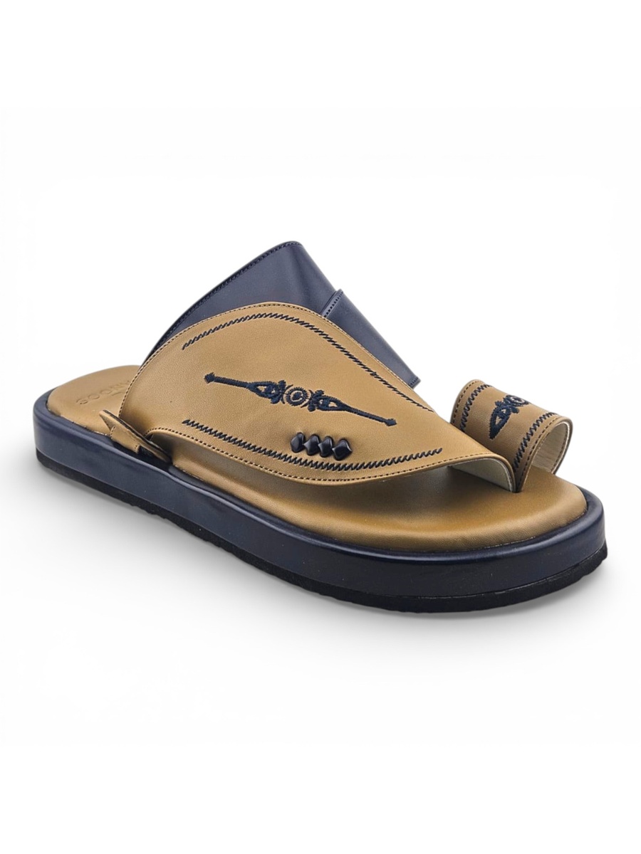Men Two-Tone Embroidered Thobe Sandals - Casual and Elegant