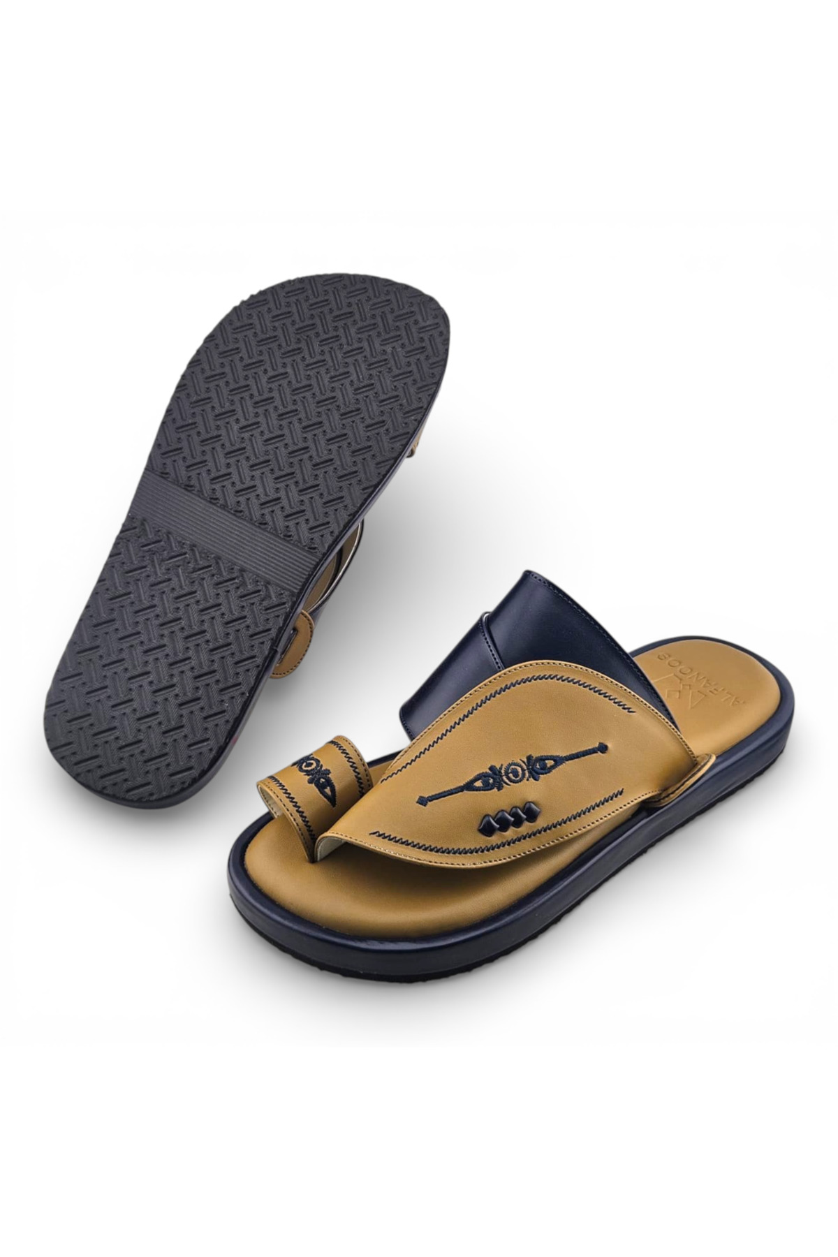 Men Two-Tone Embroidered Thobe Sandals - Casual and Elegant